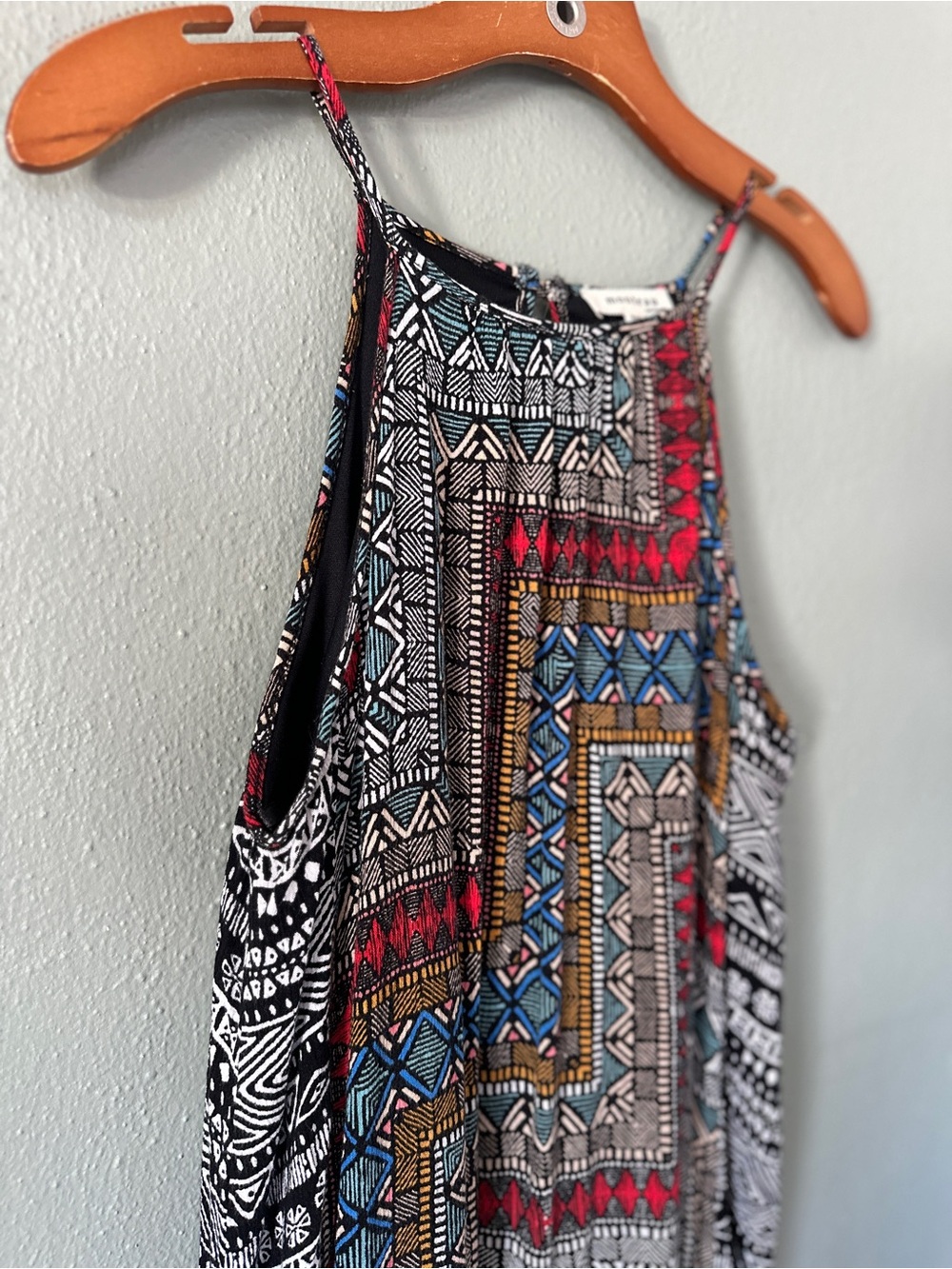Monteau Halter Mini Dress Geometric Boho Print | M